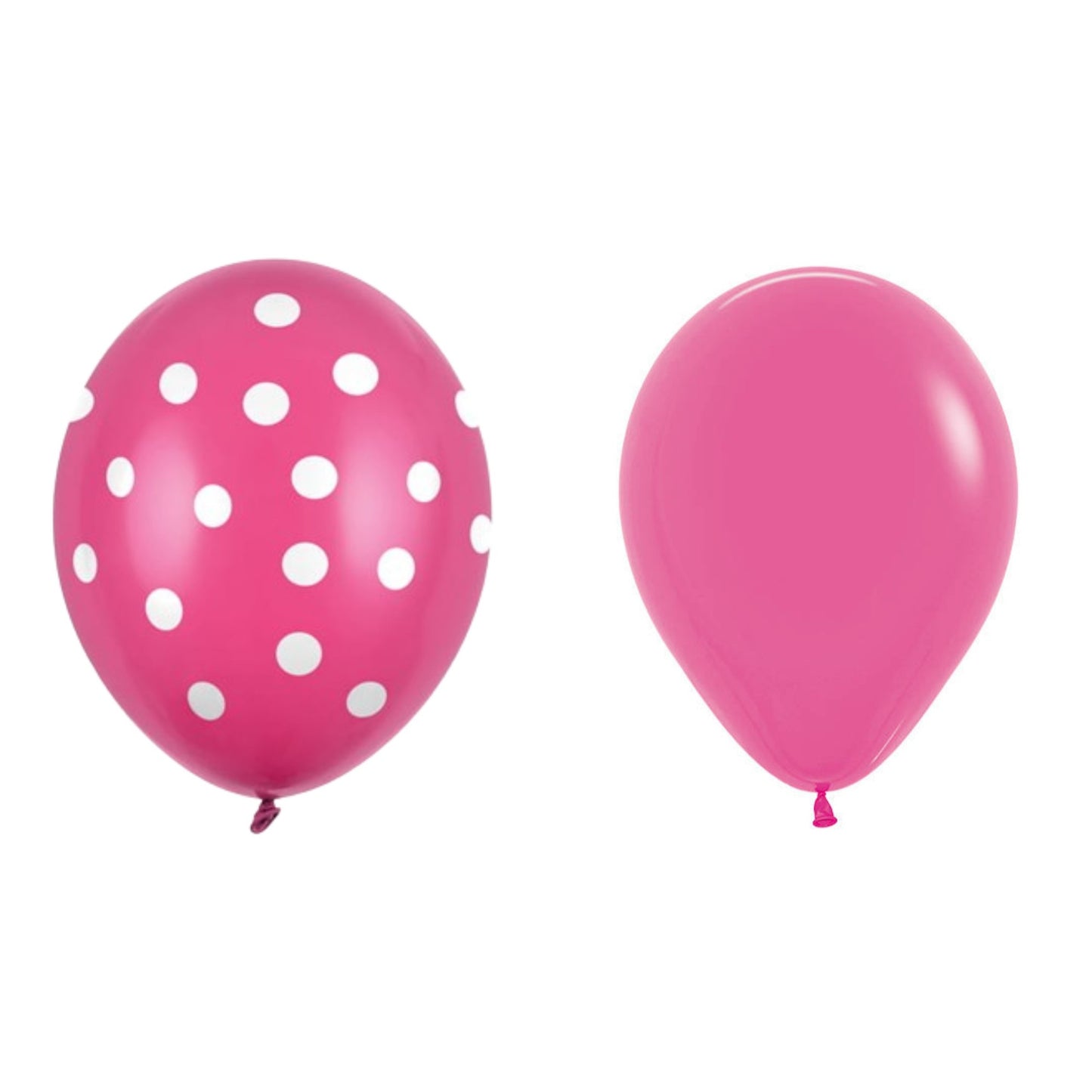 Set 10 Baloane din Latex, Klevo, Model Party cu Buline si Simple, 30 cm, Fucsia, 2.8 g