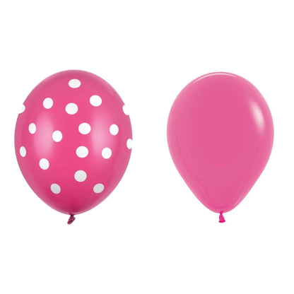 Set 10 Baloane din Latex, Klevo, Model Party cu Buline si Simple, 30 cm, Fucsia, 2.8 g