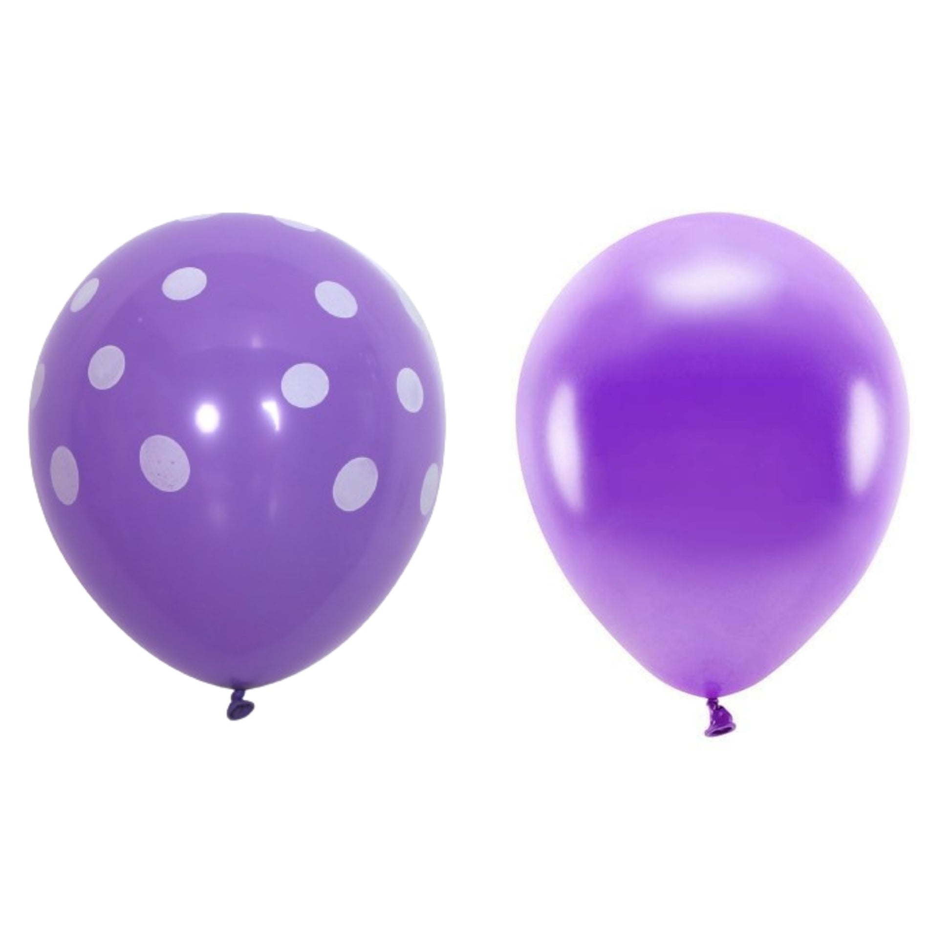 Set 10 Baloane din Latex, Klevo, Model Party cu Buline si Simple, 30 cm, Mov, 2.8 g
