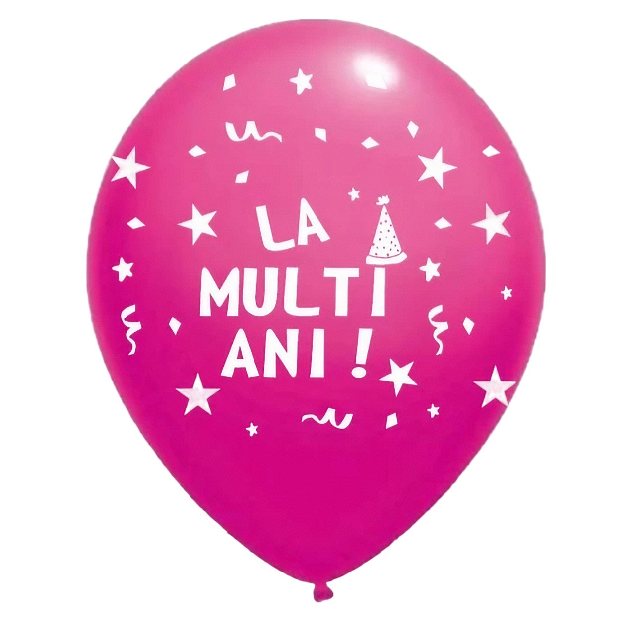 Set 10 Baloane din Latex, Klevo, Model Party, La Multi Ani, 23 cm, Roz, 2.2 g