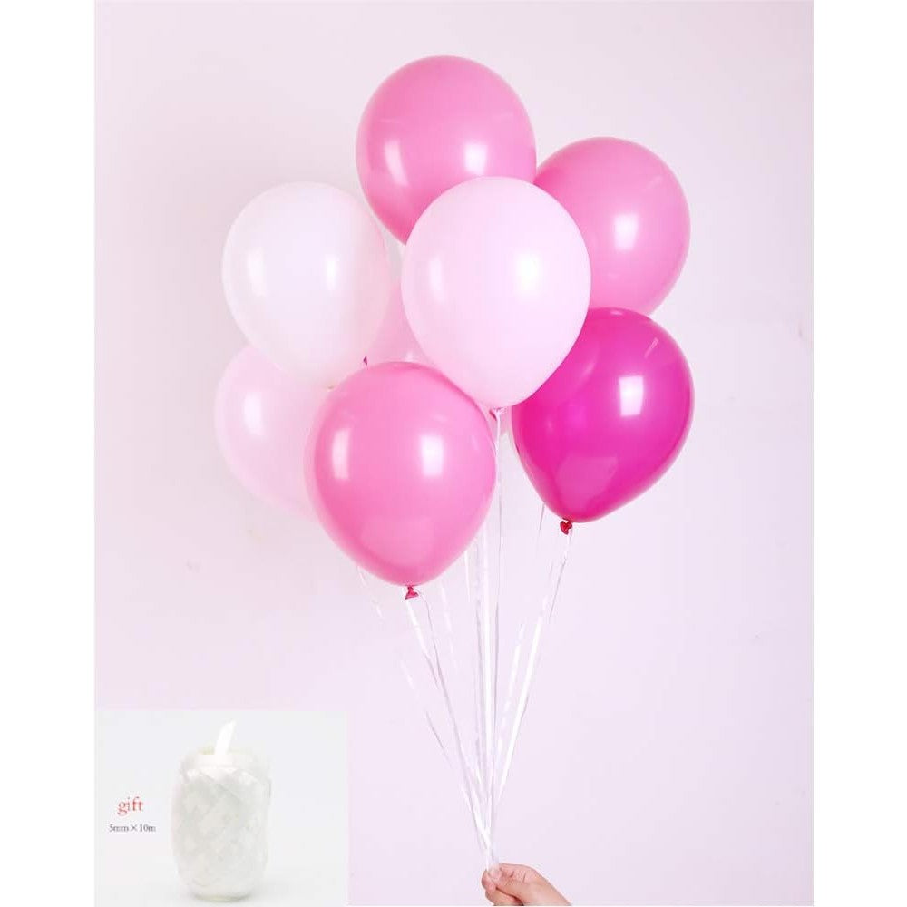Set 10 Baloane din Latex Metalizate, Klevo, Model Party, 23 cm, Alb si Roz, 2.2 g