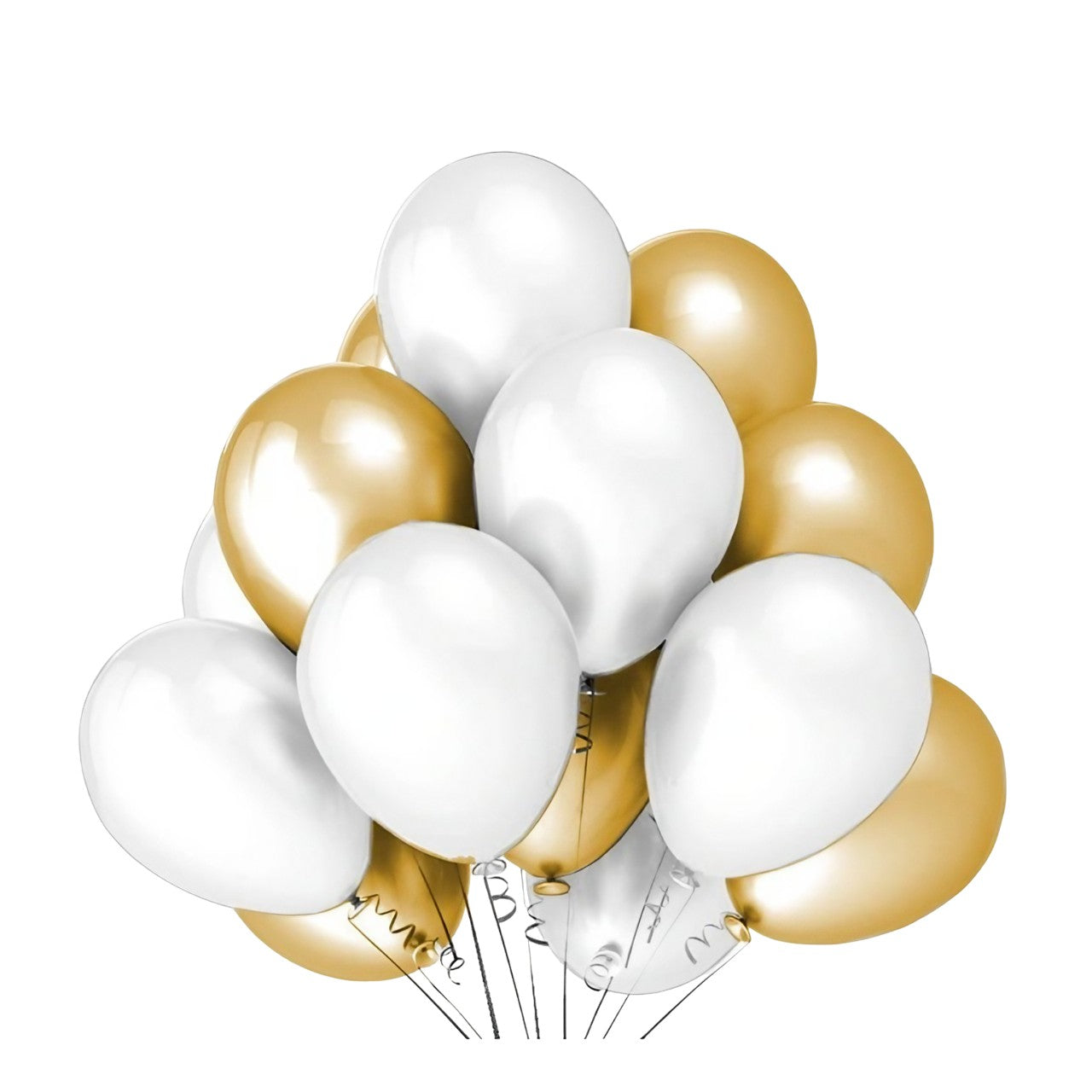 Set 10 Baloane din Latex Metalizate, Klevo, Model Party, 5x Alb, 5x Nude, 23 cm, 2.2 g