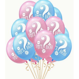 Set 10 Baloane din Latex, Klevo, Model Party Gender Reveal, 30 cm, Roz Albastru