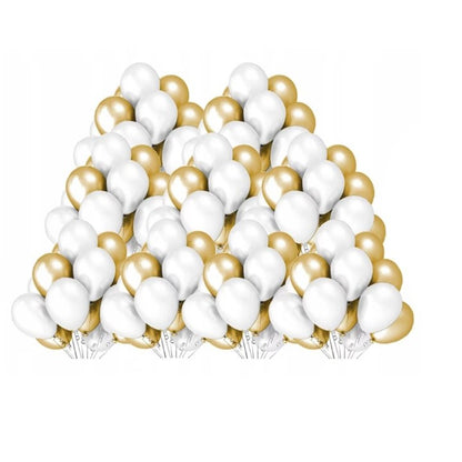 Set 10 Baloane din Latex Metalizate, Klevo, Model Party, 5x Alb, 5x Nude, 23 cm, 2.2 g