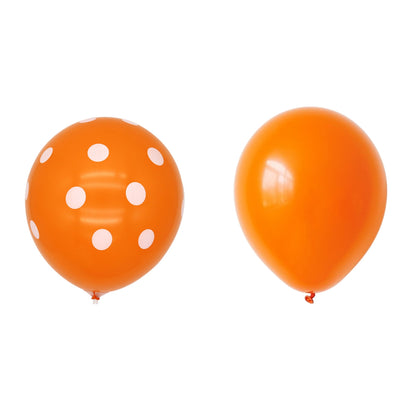 Set 10 Baloane din Latex, Klevo, Model Party cu Buline si Simple, 30 cm, Portocaliu, 2.8 g
