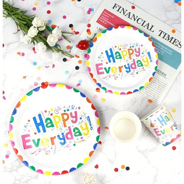 Set 10 Farfurii Happy Everyday, Klevo, 17 cm, din Hartie 300 g, Multicolor
