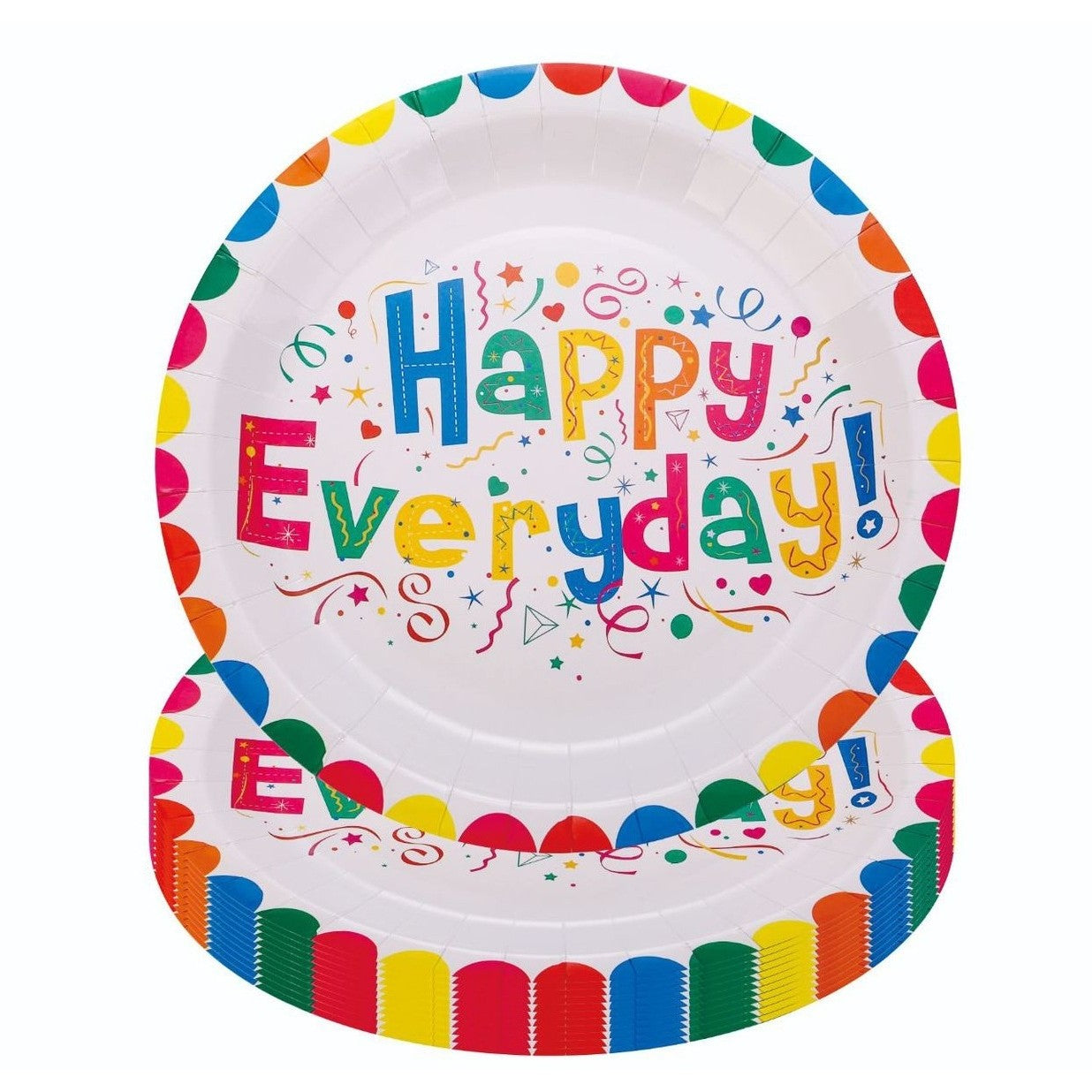 Set 10 Farfurii Happy Everyday, Klevo, 23 cm, din Hartie 300 g, Multicolor
