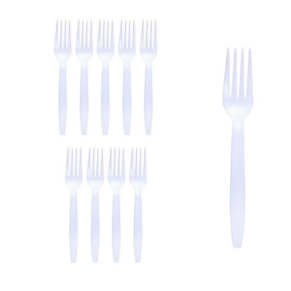 Set 10 Furculite de Unica Folosinta, Klevo, Plastic, 15.5x2.5 cm, Alb