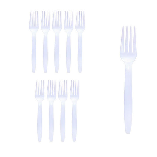 Set 10 Furculite de Unica Folosinta, Klevo, Plastic, 15.5x2.5 cm, Alb