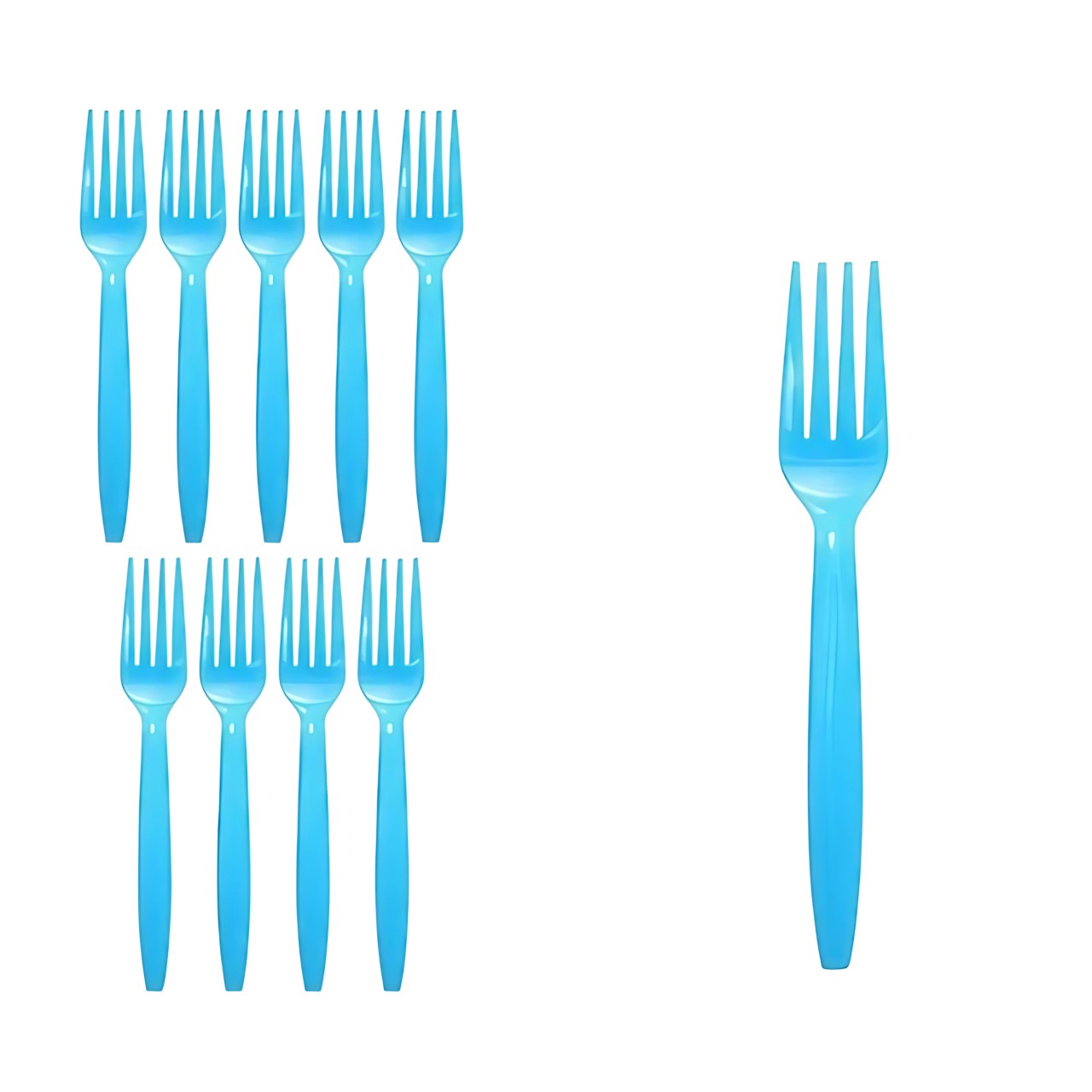 Set 10 Furculite de Unica Folosinta, Klevo, Plastic, 15.5 x 2.5 cm, Albastru