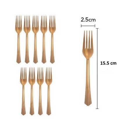 Set 10 Furculite de Unica Folosinta, Klevo, Plastic, 15.5 x 2.5 cm, Bronz