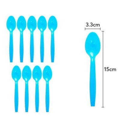 Set 10 Linguri de Unica Folosinta Klevo, Plastic, Albastru, 15x3.3 cm