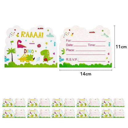 Set 10 Invitatii pentru Petrecere, Klevo, Colectia Dino Park, 11 x 14 cm, din Carton, Multicolor