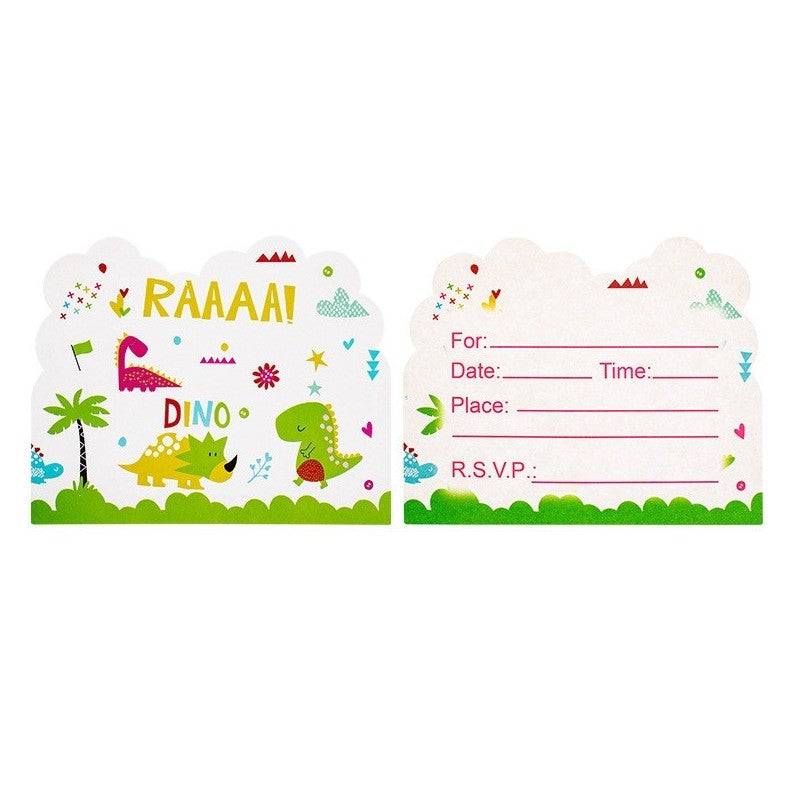 Set 10 Invitatii pentru Petrecere, Klevo, Colectia Dino Park, 11 x 14 cm, din Carton, Multicolor