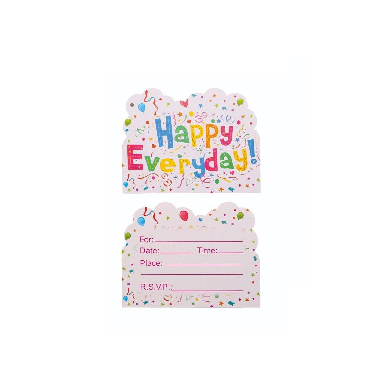 Set 10 Invitatii pentru Petrecere, Klevo, Model Happy Everyday, 17 x 12 cm, Multicolor
