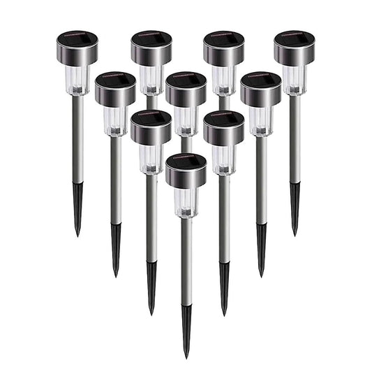 Set 10 Lampi Solare Led pentru Gradina, Klevo, 5.5 x 36.5 cm, Buton On-Off, Lumina Alb Cald, Argintiu