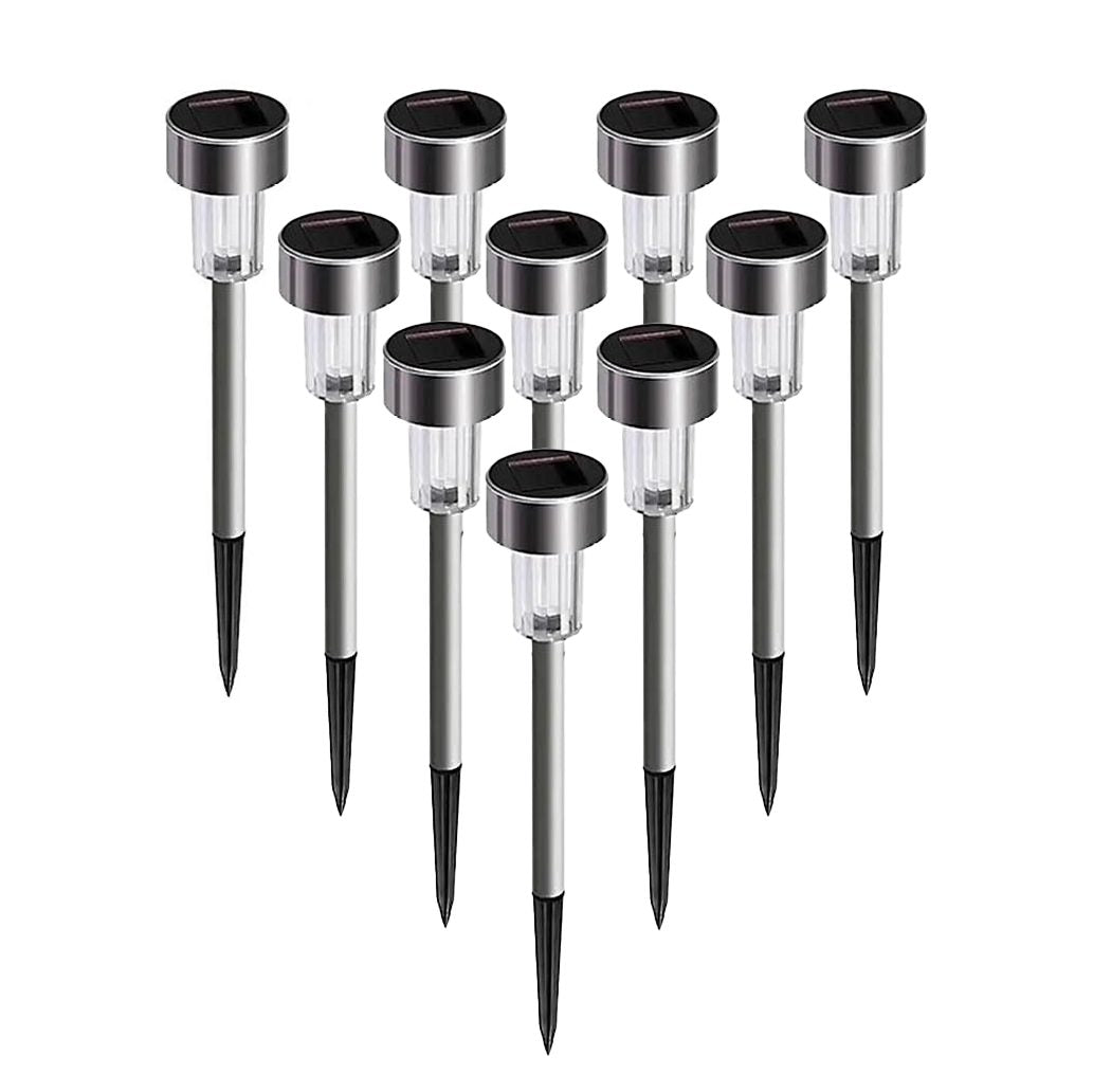 Set 10 Lampi Solare Led pentru Gradina, Klevo, 5.5 x 36.5 cm, Buton On-Off, Lumina Multicolor, Argintiu