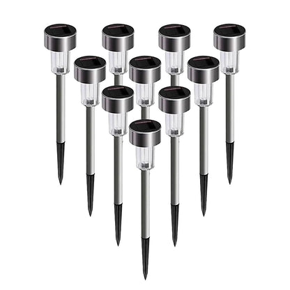 Set 10 Lampi Solare Led pentru Gradina, Klevo, 5.5 x 36.5 cm, Buton On-Off, Lumina Multicolor, Argintiu