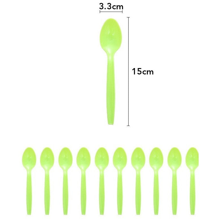 Set 10 Linguri de Unica Folosinta, Klevo, Colectia Dino Park, 15 x 3.3 cm, din Plastic PE, Multicolor