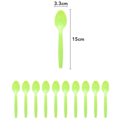 Set 10 Linguri de Unica Folosinta, Klevo, Colectia Dino Park, 15 x 3.3 cm, din Plastic PE, Multicolor