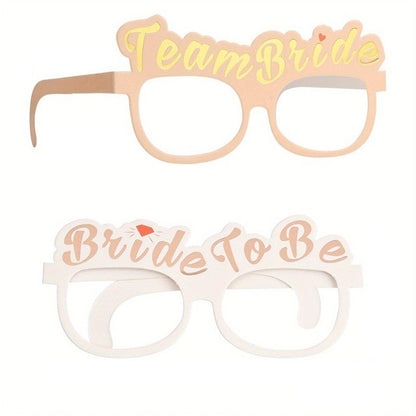 Set 10 Ochelari, Klevo, Tematica Petrecerea Burlacitelor, Model Team Bride si Bride to Be, 9 x Roz, 1 x Alb