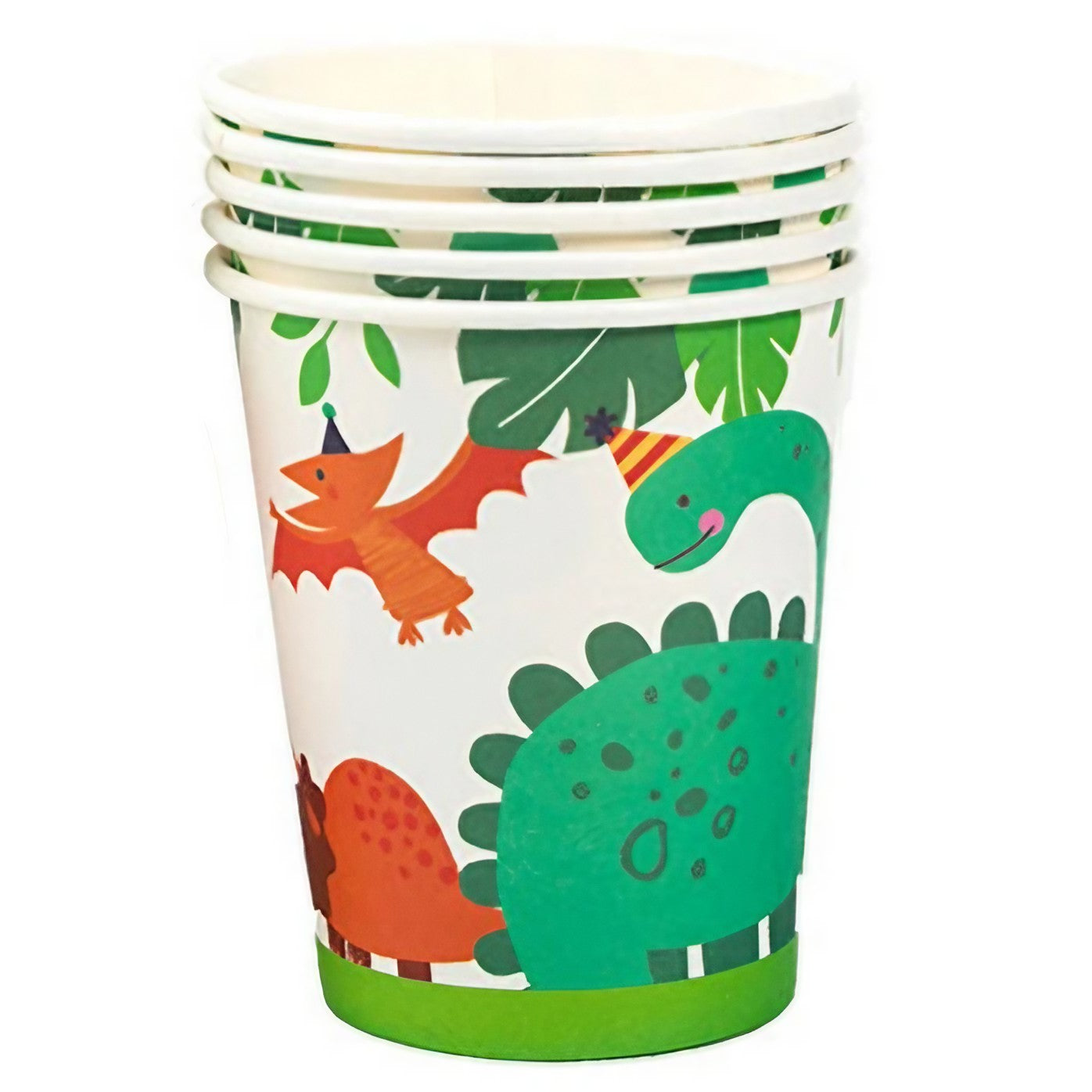 Set 10 Pahare de Carton Happy Birthday, Klevo, Model Dinozauri, Tematica Aniversare, 7.5x8.5 cm, 200 mL, Multicolor