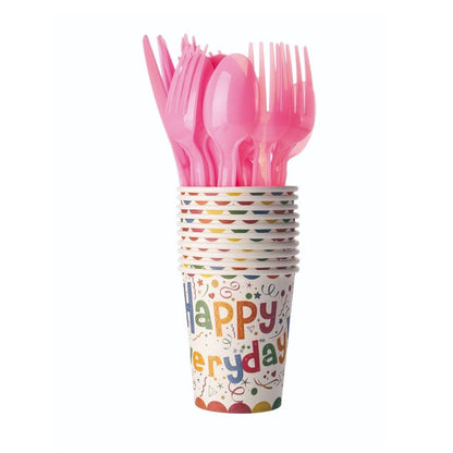 Set 10 Pahare de Carton, Klevo, Model Happy Everyday, 13 x 7 x 5 cm, Multicolor