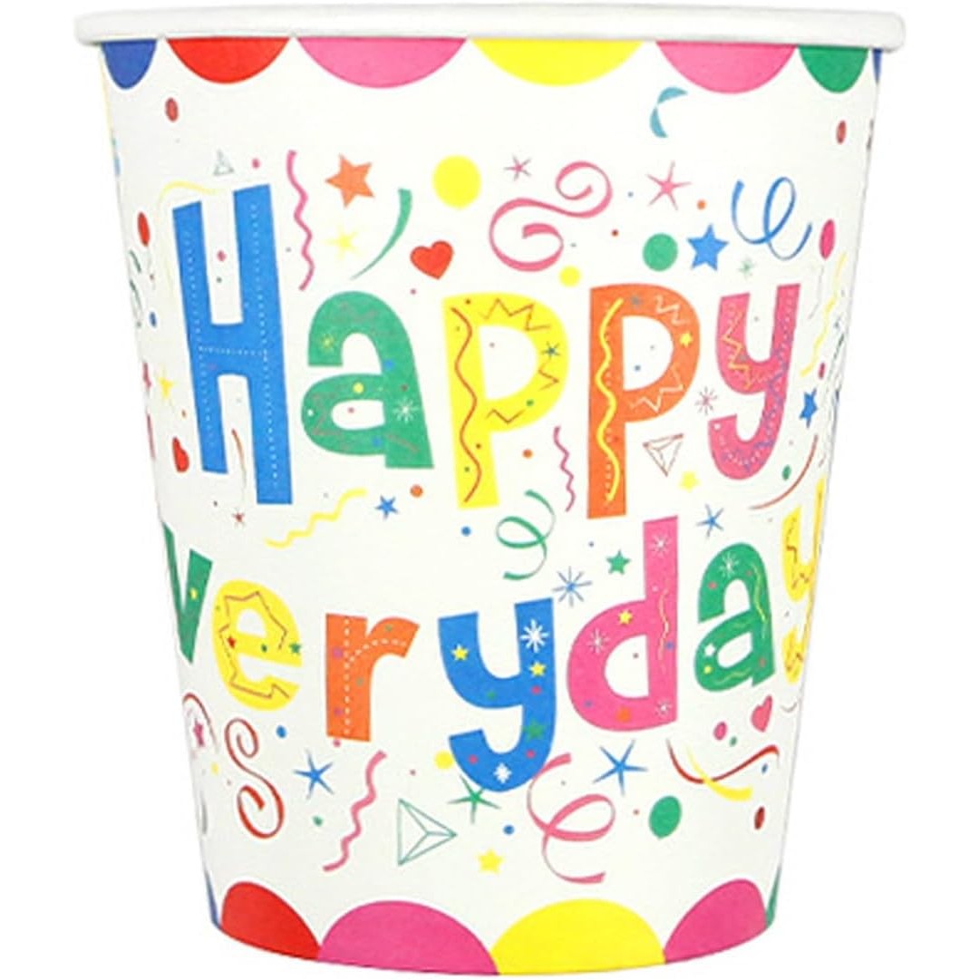 Set 10 Pahare de Carton, Klevo, Model Happy Everyday, 13 x 7 x 5 cm, Multicolor