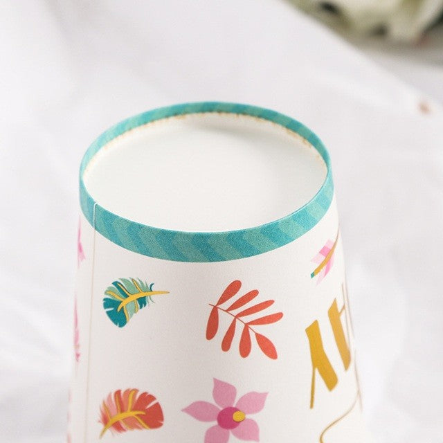 Set 10 Pahare, Klevo, Imprimeu Happy Birthday Gold, din Carton, 250 ml, 7.5 x 8.5 x 5.2 cm, Multicolor