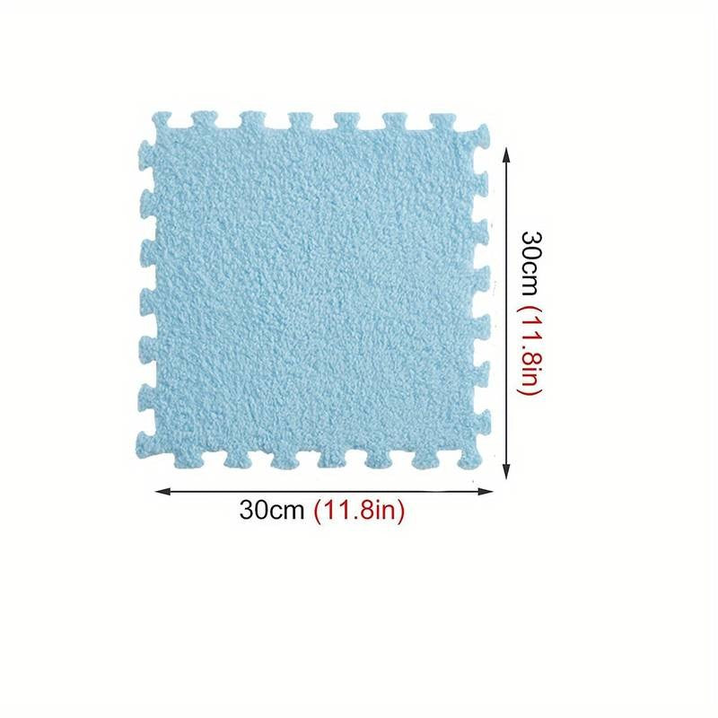 Set 10 Piese Covor tip Puzzle, Klevo, Spuma EVA, Pufos, 30 x 30 x 1 cm, Baby Blue