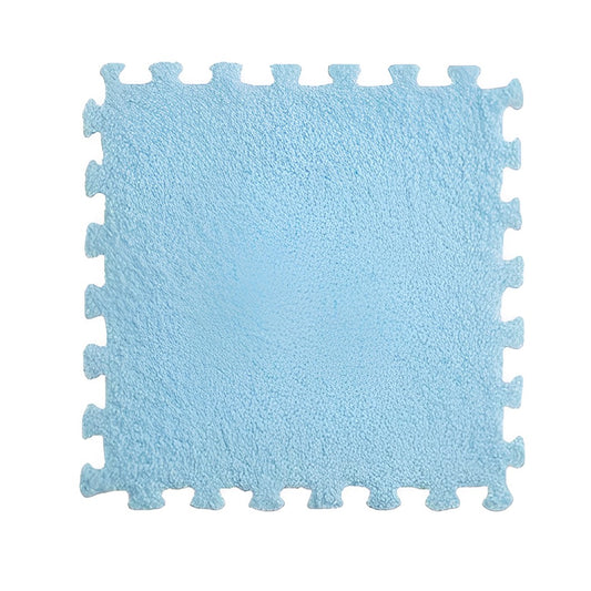 Set 10 Piese Covor tip Puzzle, Klevo, Spuma EVA, Pufos, 30 x 30 x 1 cm, Baby Blue