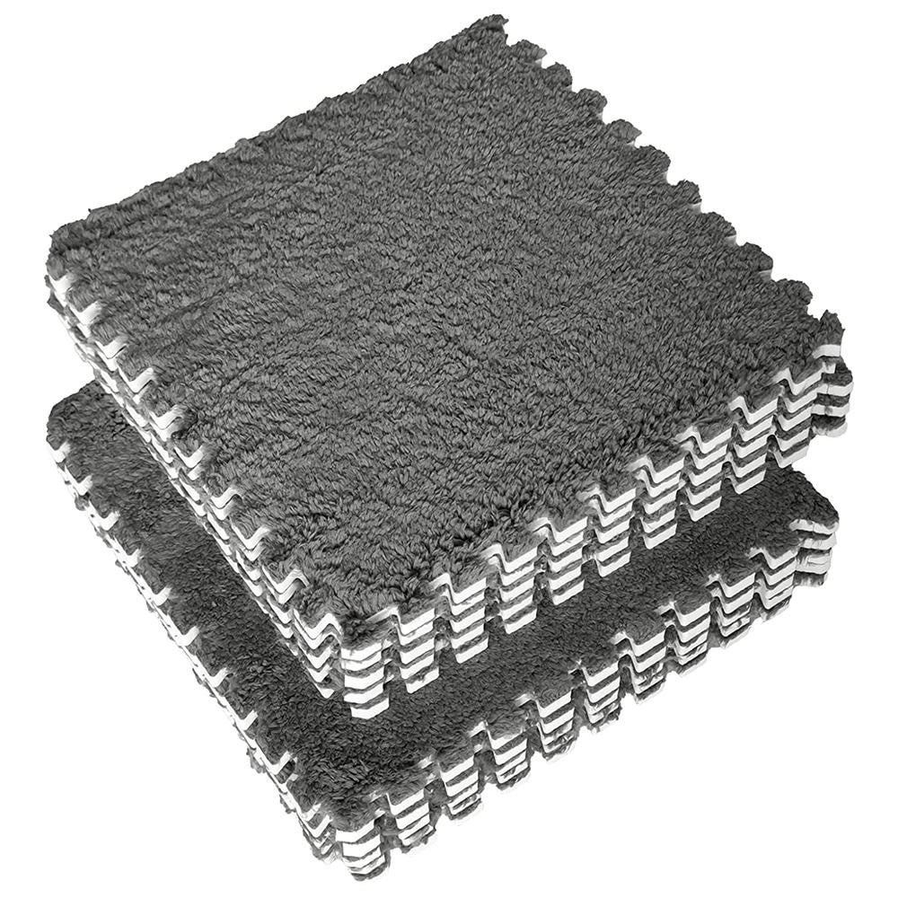 Set 10 Piese Covor tip Puzzle, Klevo, Spuma EVA, Pufos, 30 x 30 x 1 cm, Gri