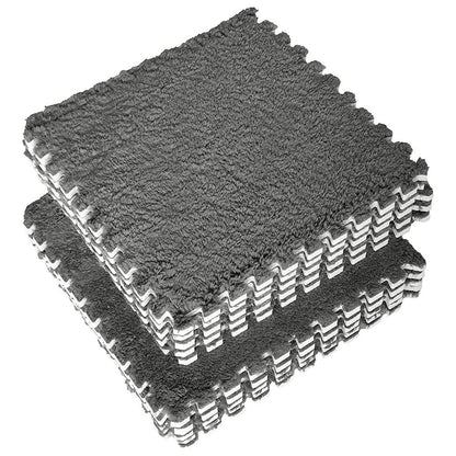Set 10 Piese Covor tip Puzzle, Klevo, Spuma EVA, Pufos, 30 x 30 x 1 cm, Gri