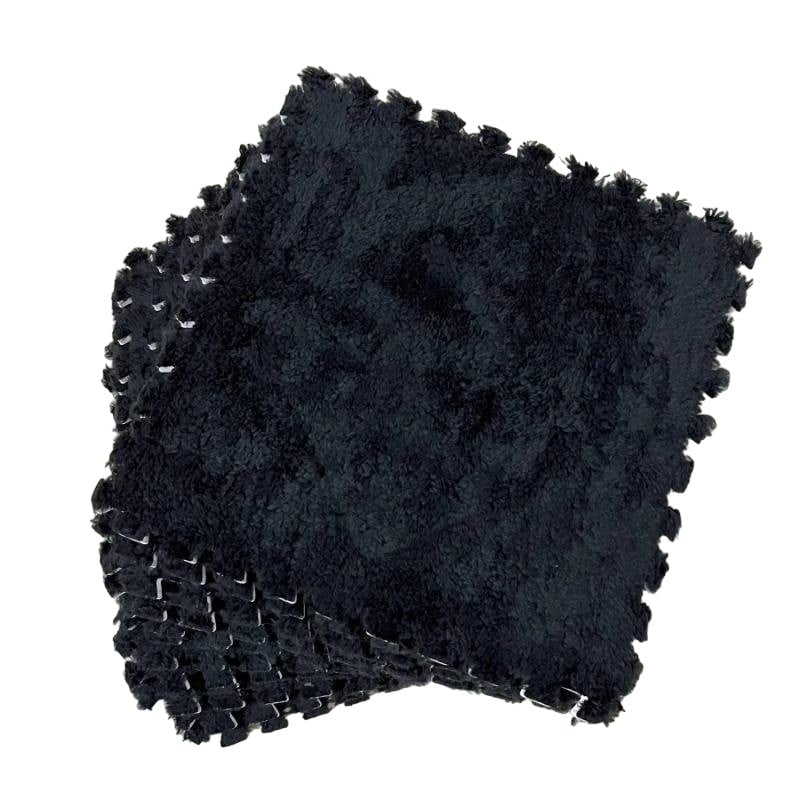Set 10 Piese Covor tip Puzzle, Klevo, Spuma EVA, Pufos, 30 x 30 x 1 cm, Negru