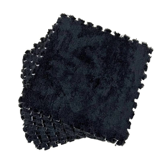 Set 10 Piese Covor tip Puzzle, Klevo, Spuma EVA, Pufos, 30 x 30 x 1 cm, Negru