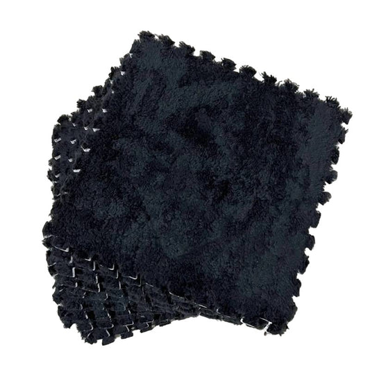 Set 10 Piese Covor tip Puzzle, Klevo, Spuma EVA, Pufos, 30 x 30 x 1 cm, Negru