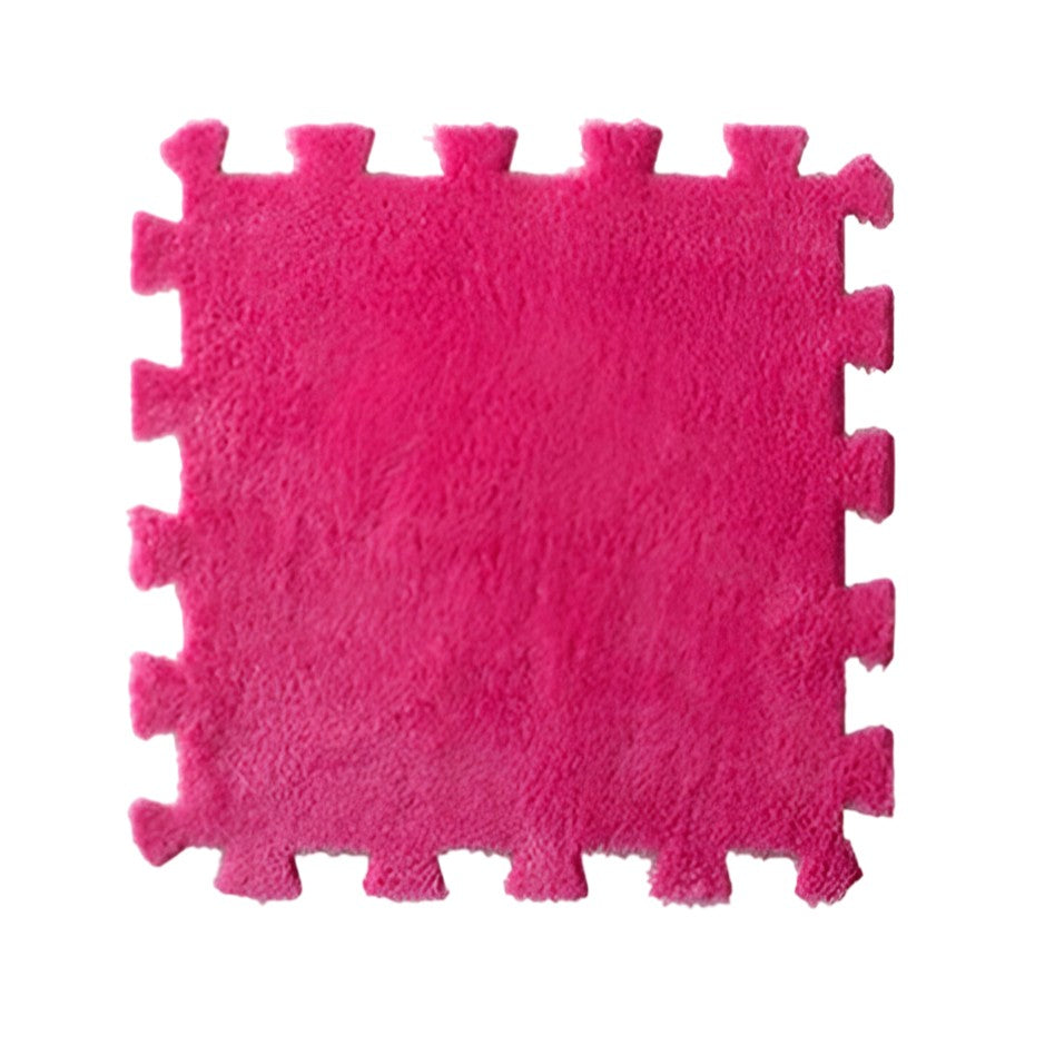 Set 10 Piese Covor tip Puzzle, Klevo, Spuma EVA, Pufos, 30 x 30 x 1 cm, Roz