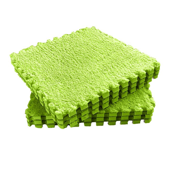 Set 10 Piese Covor tip Puzzle, Klevo, Spuma EVA, Pufos, 30 x 30 x 1 cm, Verde