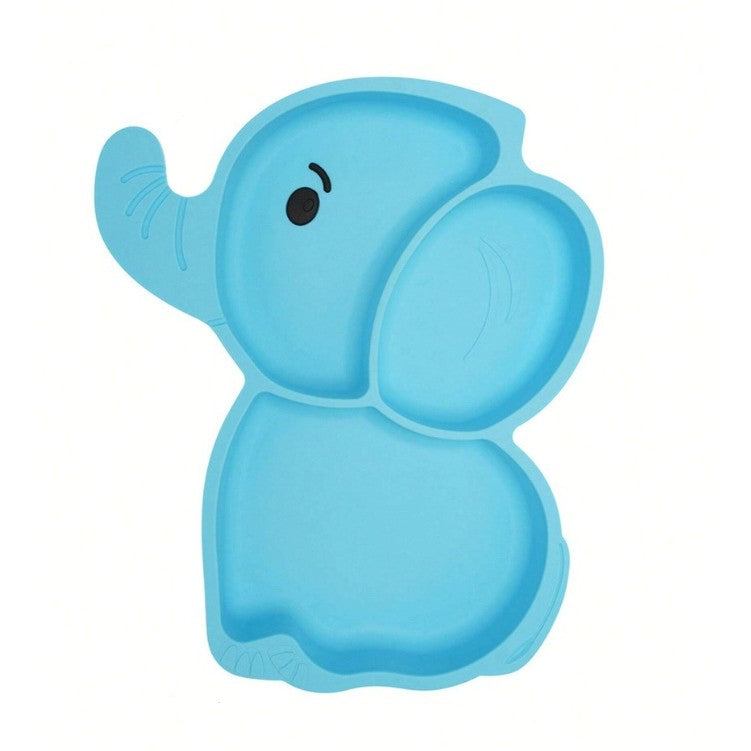 Set 10 Piese Servire Masa. Klevo, pentru Bebelusi si Copii, din Silicon/Lemn, cu Ventuze Anti-alunecare, fara Alergeni. +6 Luni, Model Elefant