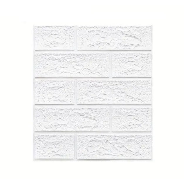 Set 10 Placi Tapet 3D, Klevo, 35 x 38 cm, Grosime 3 mm, din Polietilena, Model Caramida, Suprafata acoperita 1.33 mp, Alb