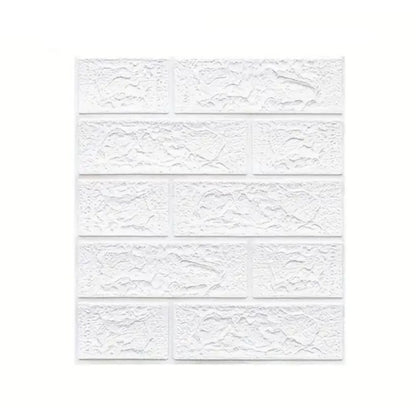 Set 10 Placi Tapet 3D, Klevo, 35 x 38 cm, Grosime 3 mm, din Polietilena, Model Caramida, Suprafata acoperita 1.33 mp, Alb