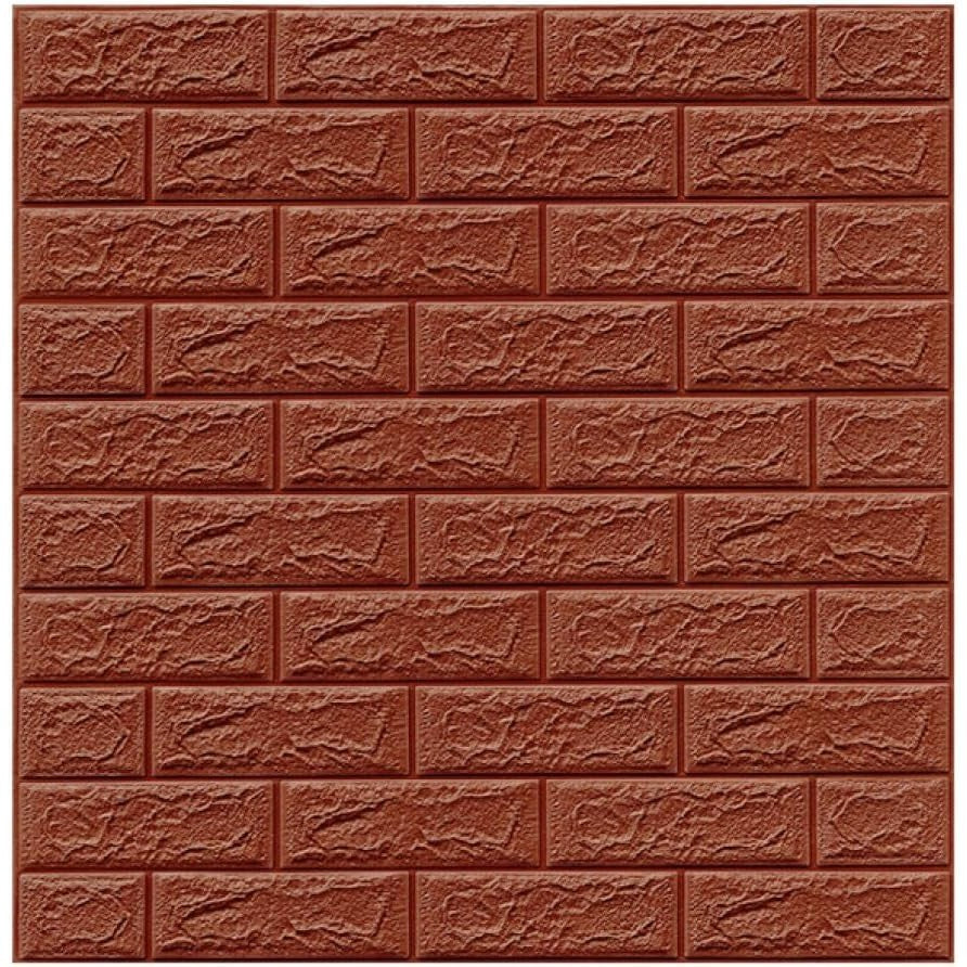 Set 10 Placi Tapet 3D, Klevo, 35 x 38 cm, Grosime 3 mm, din Polietilena, Model Caramida, Suprafata acoperita 1.33 mp, Maro