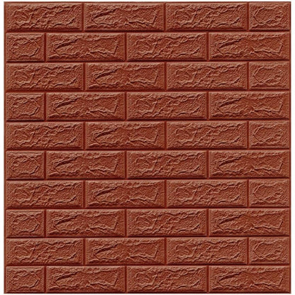 Set 10 Placi Tapet 3D, Klevo, 35 x 38 cm, Grosime 3 mm, din Polietilena, Model Caramida, Suprafata acoperita 1.33 mp, Maro