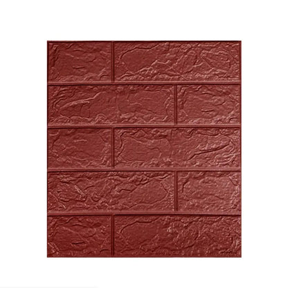 Set 10 Placi Tapet 3D, Klevo, 35 x 38 cm, Grosime 3 mm, din Polietilena, Model Caramida, Suprafata acoperita 1.33 mp, Maro