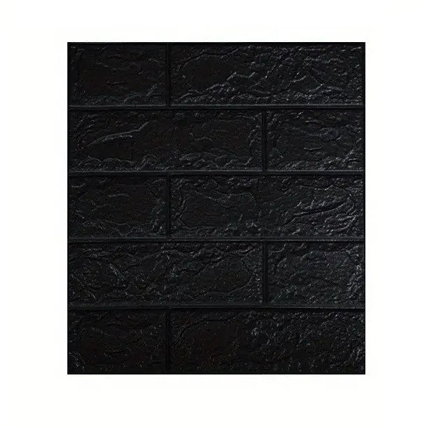Set 10 Placi Tapet 3D, Klevo, 35 x 38 cm, Grosime 3 mm, din Polietilena, Model Caramida, Suprafata acoperita 1.33 mp, Negru