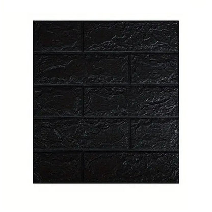 Set 10 Placi Tapet 3D, Klevo, 35 x 38 cm, Grosime 3 mm, din Polietilena, Model Caramida, Suprafata acoperita 1.33 mp, Negru
