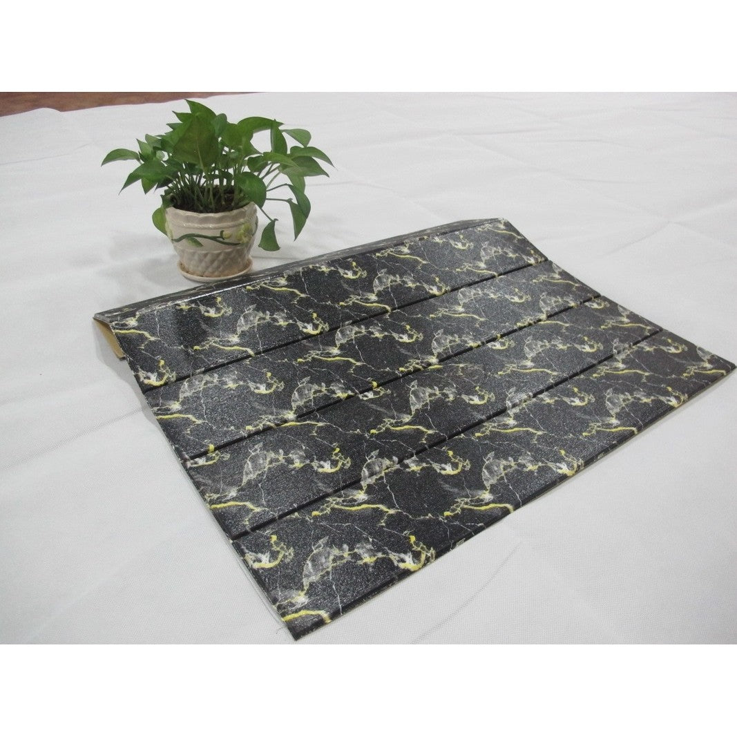 Set 10 Placi Tapet 3D, Klevo, 70 x 70 cm, Grosime 3 mm, din Rasina, Tip Placi de Lemn, Suprafata Acoperita 4.9 mp, Negru