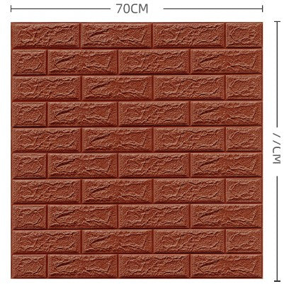 Set 10 Placi Tapet 3D, Klevo, 70 x 77 cm, Grosime 3 mm, din Polietilena, Model Caramida, Suprafata acoperita 5.3 mp, Maro