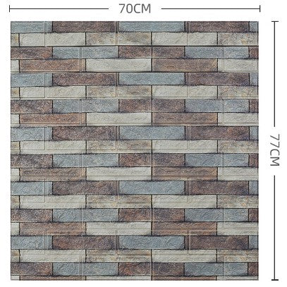 Set 10 Placi Tapet 3D, Klevo, 70 x 77 cm, Grosime 3 mm, din Polietilena, Model Caramida, Suprafata acoperita 5.3 mp, Piatra Colorata