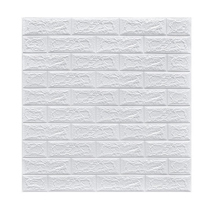 Set 10 Placi Tapet 3D, Klevo, 70 x 77 cm, Grosime 3 mm, din Polietilena, Model Caramida, Suprafata acoperita 5.3 mp, Alb